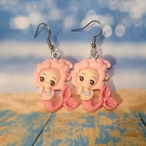 HM CUTE MERMAID EARRINGS PINK